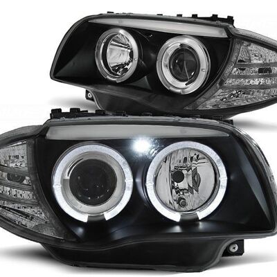 Scheinwerfer Dual Halo Felgen BMW 1 E87/E81/82/88 04-11 ANGEL EYES SCHWARZ