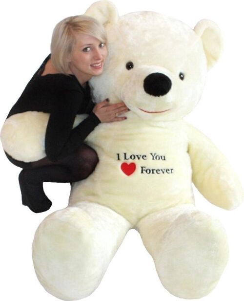 Knuffelbeer XXL wit  - geborduurd I Love You - 170 cm