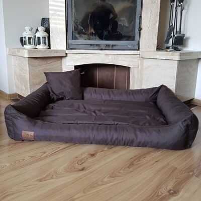 XXL Dog bed made of brown artificial leather - dog cushion, dog sofa, cat bed, dog basket - waterproof
