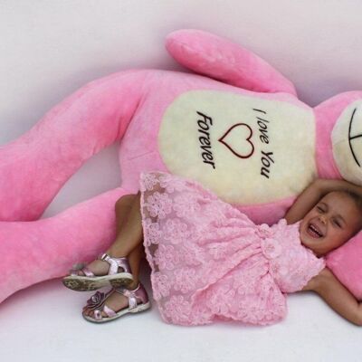 Teddy bear XXL - 180 cm - Love you forever pink