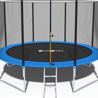 Trampoline - blue - 374 cm - with net and ladder - up to 150 KG