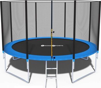 Trampoline - bleu - 435 cm - avec filet et échelle - jusqu'à 150 KG