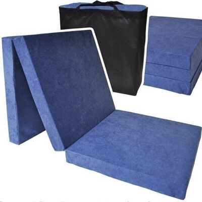 Guest mattress extra thick - navy blue - camping mattress - travel mattress - foldable mattress - 195 x 70 x 15