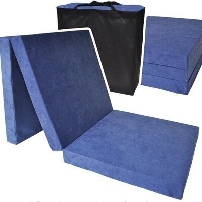 Logeermatras extra dik - navy blauw - camping matras - reismatras - opvouwbaar matras - 195 x 70 x 15