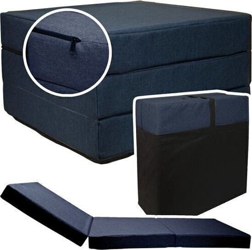 Logeermatras Navy Blue  - opvouwbaar matras - 195x65x10 cm - campingmatras