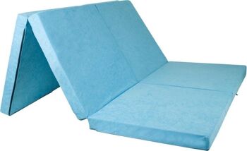 Matelas pliable 2 personnes - Housse lavable - 195cm x 120cm x 7cm - Bleu