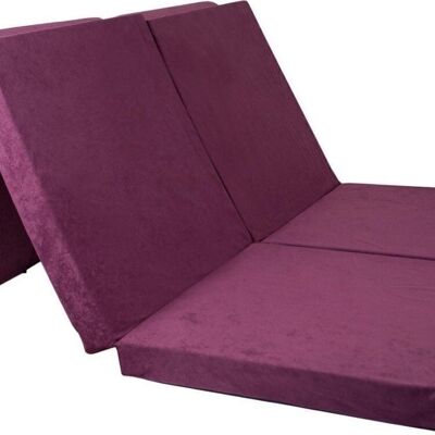 Foldable double mattress - Washable cover - 195cm x 120cm x 7cm - Violet