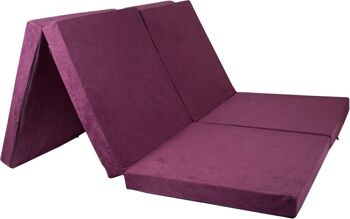 Matelas double pliable - Housse lavable - 195cm x 120cm x 7cm - Violet