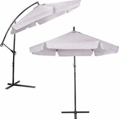 Parasol de jardin flottant - 300 cm - blanc mat - avec système de clic - protection solaire