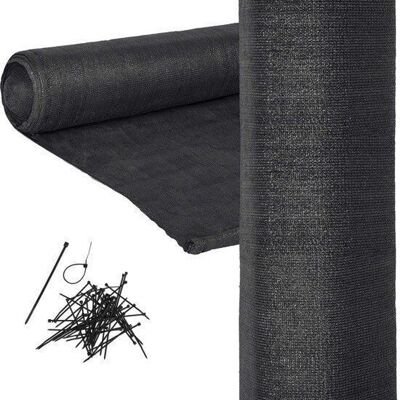 Filet de protection visible - rouleau de filet d'ombrage - 62 pour cent - 1,5 x 50 m - filet de protection solaire - filet d'intimité - noir - avec kit de montage - jardin