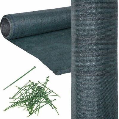 Visibility net - shade net roll - 90 percent - 1.5 x 25 m - sun screen mesh - privacy net - green - incl. mounting kit - garden