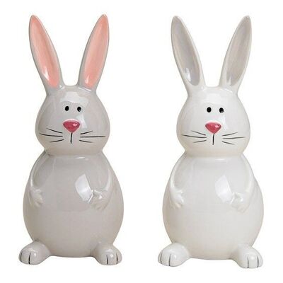 Ceramic rabbit gray, white 2-fold, (W / H / D) 7x15x6cm