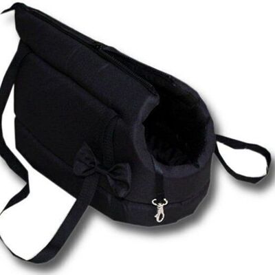 Borsa trasportino per cani - cani di piccola taglia - borsa da trasporto per cani - nera - 36x19x23 cm - elegante - borsa a tracolla