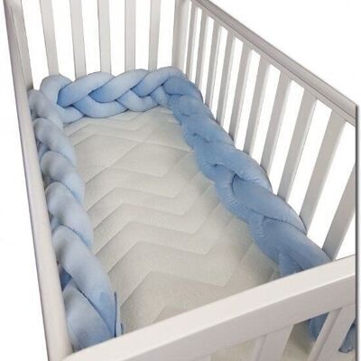 Bed bumper - 280 cm long - Braided - Blue