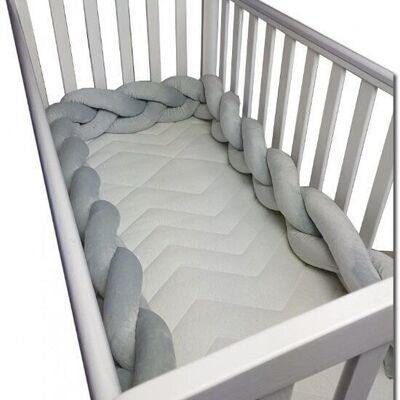 Bed bumper gray - 280 cm long - woven - bed bumper for crib