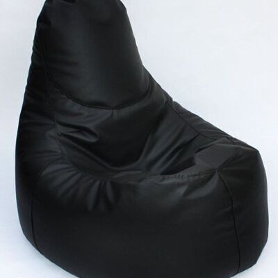 Sofá Beanbag negro - sillón de cuero artificial