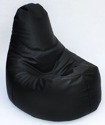 Canapé pouf noir - fauteuil en cuir artificiel