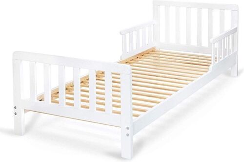 Compra Cama infantil - 140x70 cm - blanca - protección contra caídas -  somier de láminas al por mayor