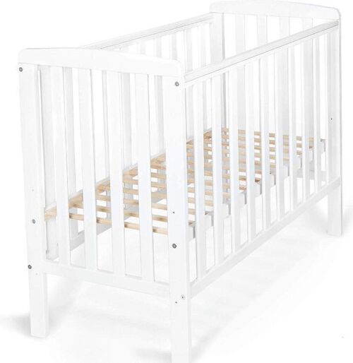 Babybed 100x50 cm - ledikant - wit - hoogte verstelbaar - lattenbodem