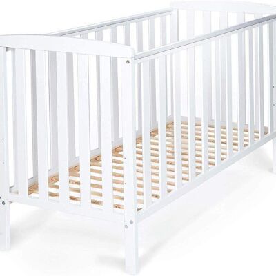 Baby bed 120x60 cm - bed - white - height adjustable - slatted base