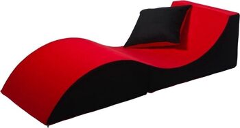 Fauteuil relax - 60 x 150 x 40 cm - noir rouge
