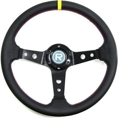 Sports steering wheel genuine leather black 350 mm - Model 6 Racing