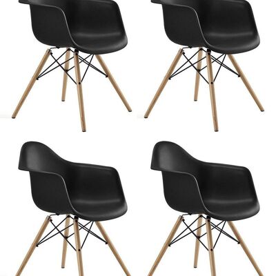 ARIANA - Dining room chairs with armrests - black - set of 4