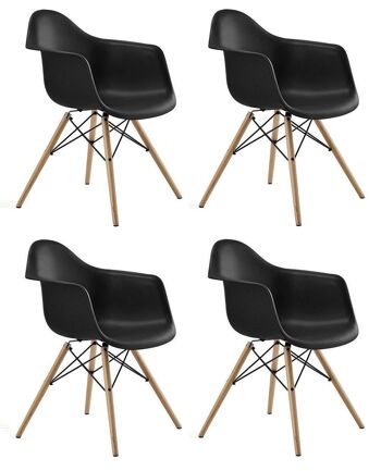 ARIANA - Chaises de salle à manger avec accoudoirs - noir - lot de 4