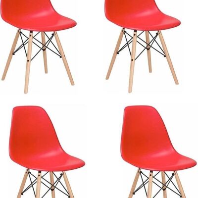 OSAKA - Chaise de salle à manger - rouge - lot de 4 chaises de table à manger