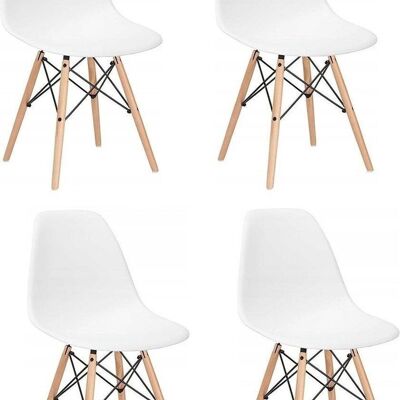 Milano Designstuhl – Weiß – 4-teiliges Set – Küche – Wohnzimmer