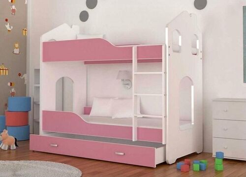 Compra Letto a castello per bambini rosa - 160 x 80 cm - letto a casa  compreso materasso all'ingrosso