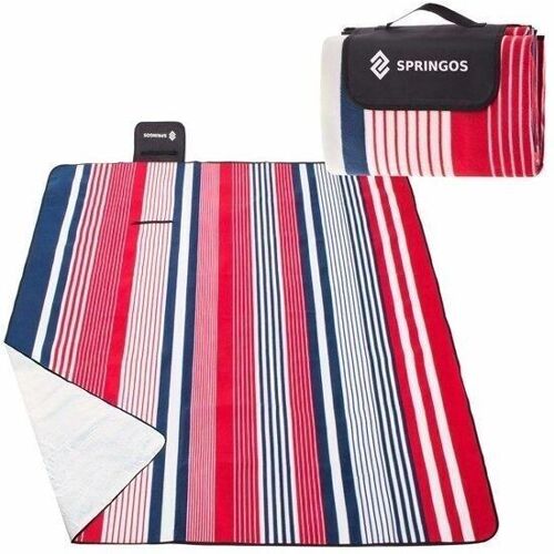 Picknickdeken - 200x200 cm - fleece - gestreept patroon