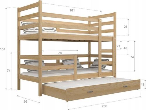 Stapelbed-kind-200x90cm-wit-wit-met matrassen