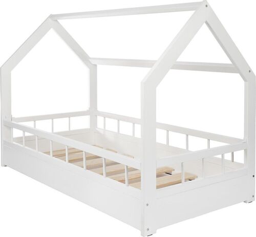 Houten kinderbed - wit - 160x80 cm - met barrière