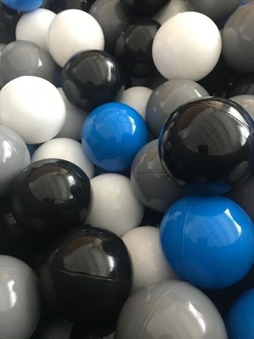 Ballenbak ballen 500 stuks 7cm, wit, blauw, grijs, zwart