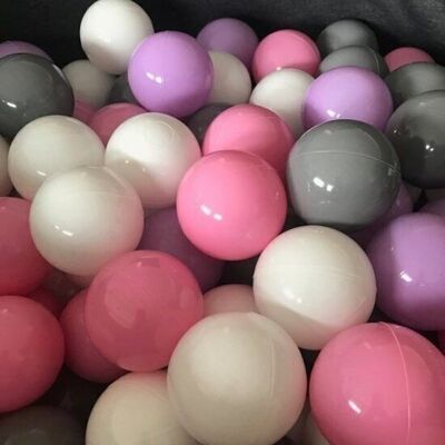Bolas de piscina 500 piezas 7 cm, blanco, rosa, gris, morado