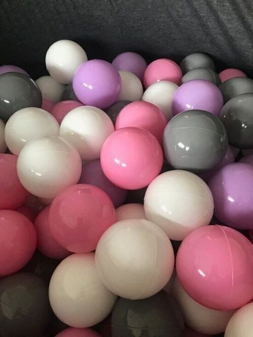 Ballenbak ballen 300 stuks 7cm, wit, roze, grijs, paars