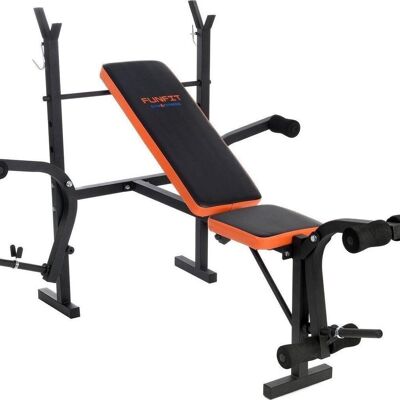 Banco deportivo - banco de pesas multifuncional - ajustable - para pesas - negro y naranja