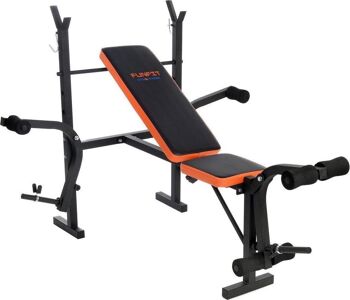 Banc de sport - banc de musculation multifonctionnel - réglable - pour poids - noir & orange