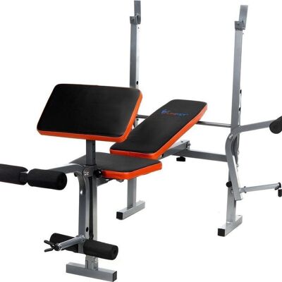 Banco deportivo - banco de pesas multifuncional - ajustable - para pesas - negro y naranja
