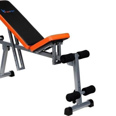 Banco deportivo - banco de pesas multifuncional - respaldo ajustable - negro y naranja