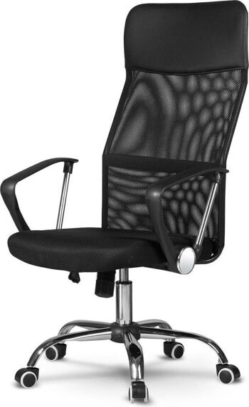 Chaise de bureau en cuir artificiel noir, réglable ergonomiquement