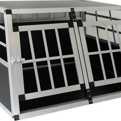 Car crate - Dog crate - 89 x 69 x 50 cm - size XL - double door - aluminum