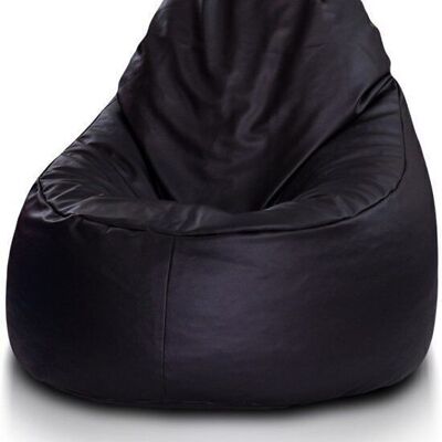 Sitzsack Sitzsack aus schwarzem Kunstleder - 75x70x30 cm - Loungesessel Sitzkissen