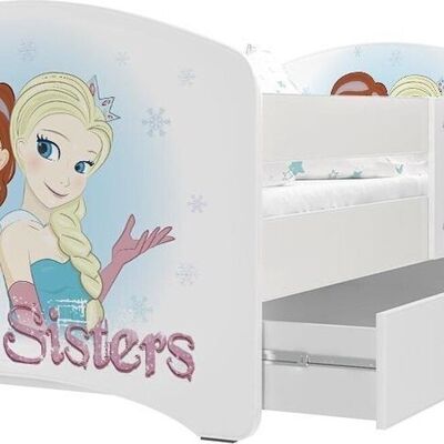 Children's bed Frozen princesses 90x200cm - white - with drawer - without mattress