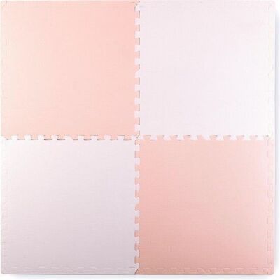 Puzzle play mat for children - soft foam mat - 120x120 cm - pink & white