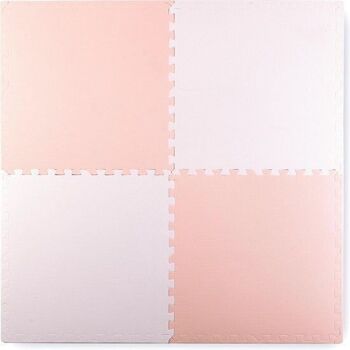 Tapis de jeu puzzle pour enfants - tapis en mousse souple - 120x120 cm - rose & blanc