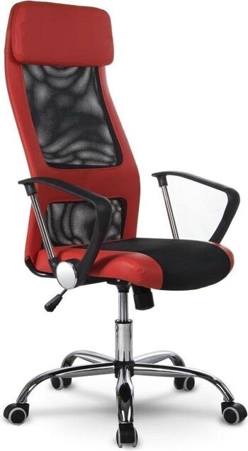 Chaise de bureau ergonomique rouge - design RIO - respirante