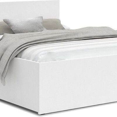 Cama doble 140x200 cm - blanca - sin colchón - base plegable - fácil de limpiar