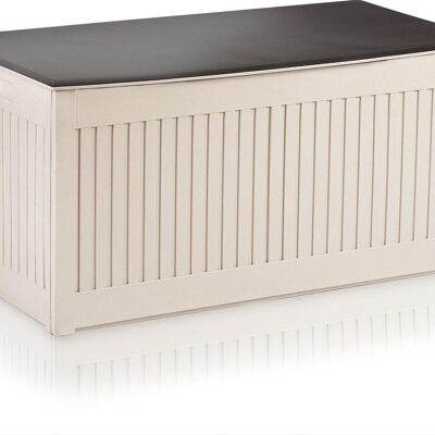 Caja de almacenamiento con tapa - 270 litros - 107x53x51 cm - blanco y negro -